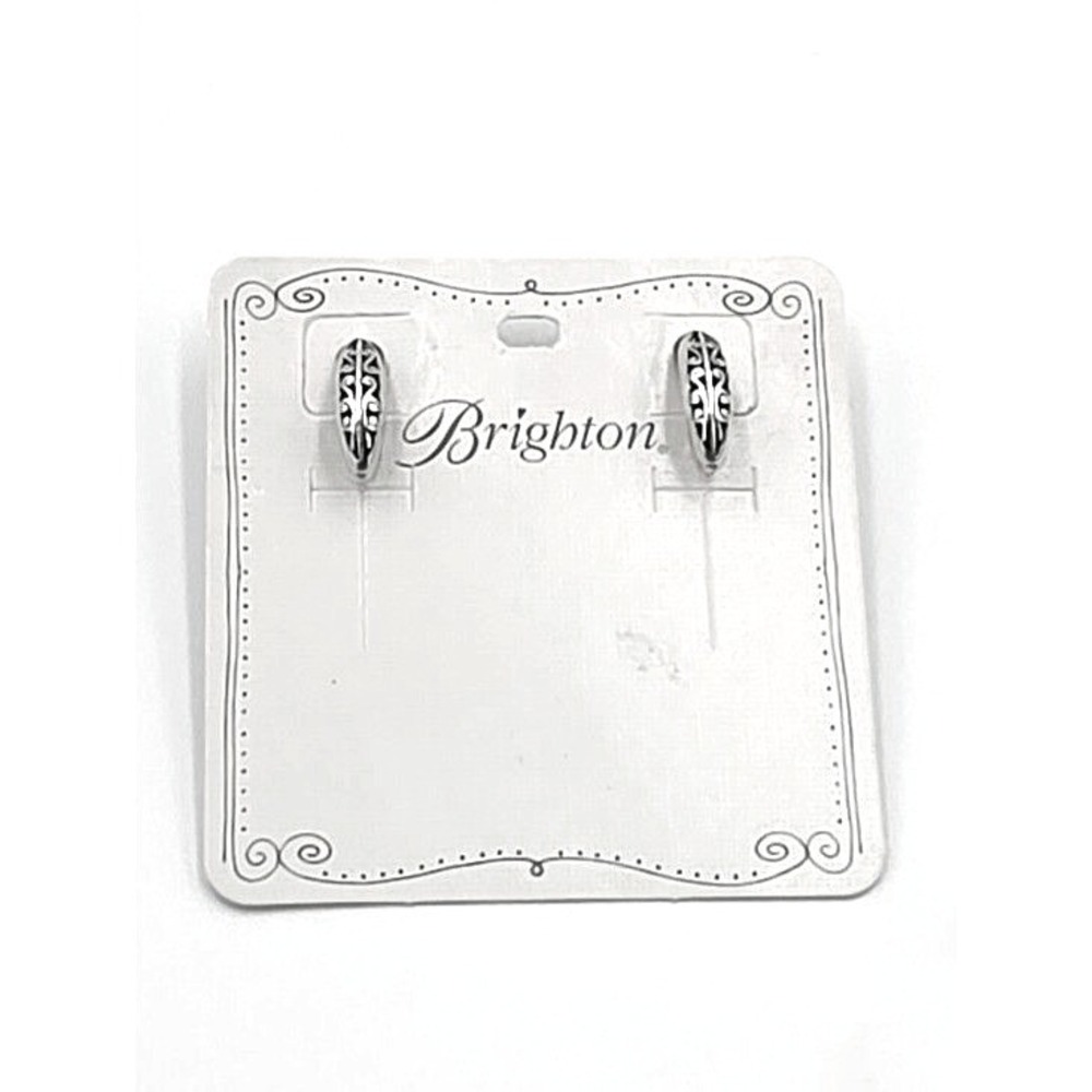 Brighton Silver Scrollwork J-Hoop Earrings Oxidized Filigree Half Hoops